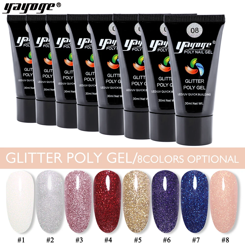 Yayoge 30ml Glitter Poly Gel UV LED Quick Builder Camouflage Nail Finger Extension Gel Nail Art 3