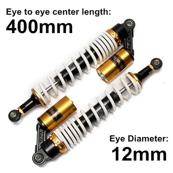 

Spring 8mm 400mm 15 3/4" Motorcycle Rear Front Air Shock Absorber Rear Suspension Dirt Bike Motor Scooter ATV Quad White D30