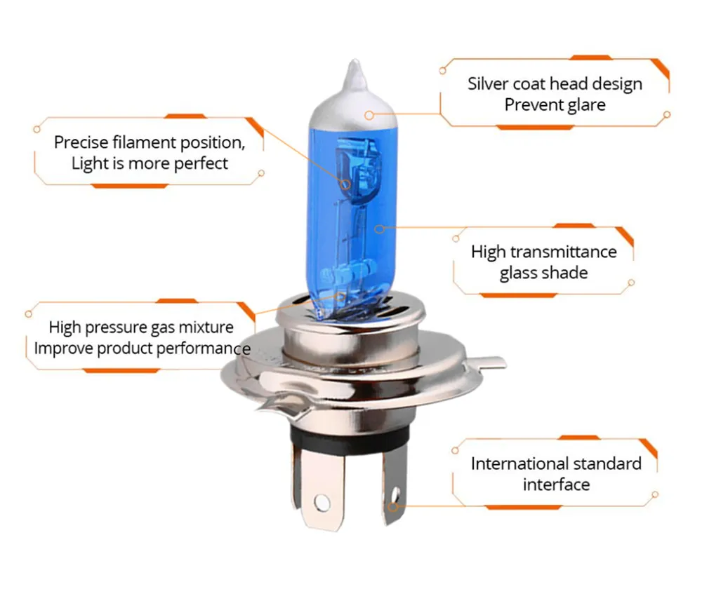 H7 H4 Auto Halogen Light Car Lamps Bulb Fog Lights 55W 3000K 4300K 6000K 12V Motercycle Car Halogen Bulb Ampoule Voiture 2