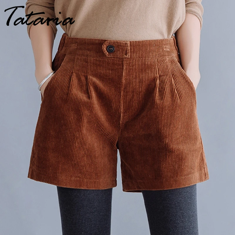 Tataria 5xl High Waist Corduroy Shorts 