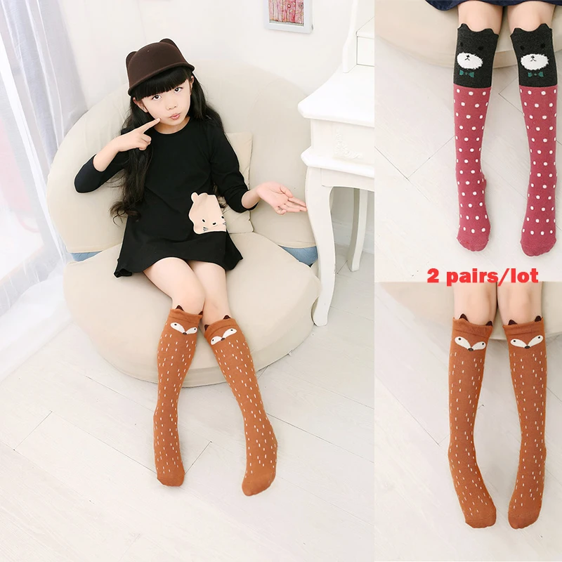 2 Pairs/lot Girl Socks 3-12 Years Old Cotton New Summer Korean Version Long Tube Princess Children