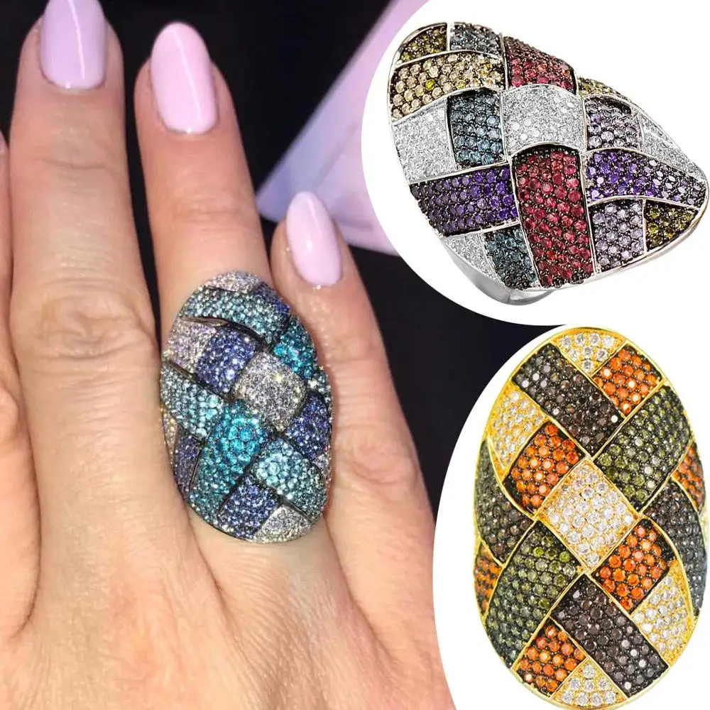 GODKI Trendy Twist Cross Wrap Ring for Women Multicolor Cubic Zircon Finger Rings Beads Charm Ring Bohemian Beach Jewelry