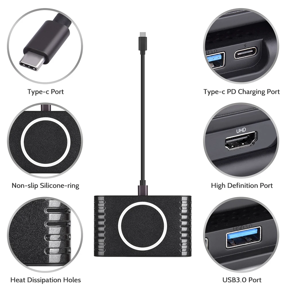Многофункциональный usb type-c док-станция USB-C концентратор адаптер для высокой четкости USB3.0 TF кард-ридер Поддержка PD/Беспроводная зарядка