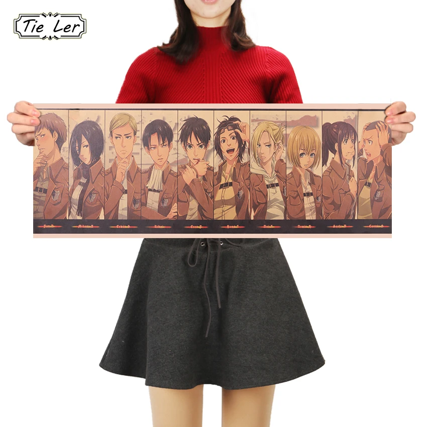 

Attack on Titan Character Collection Poster Classic Cartoon Anime Kraft Paper Wall Sticker Room Decoration Wallpaper