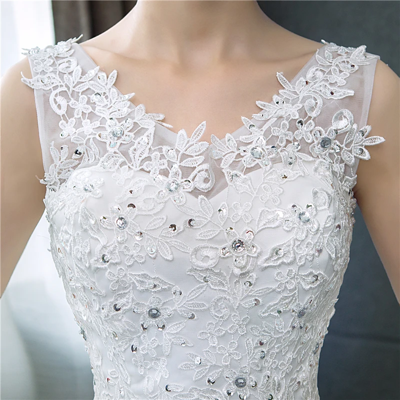 bridesmaid 2022 New Sexy V-neck Lace Wedding Dress Sleeveless Floral Print Ball Gown Wedding Dress Fashion Simple Estidos De Noivas lace wedding dress