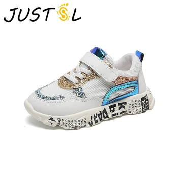 

JUSTSL Girls Boys Sports Shoes Breathable Mesh Children's Fashion Sneakers Kids Non-slip Soft Bottom Casual Shoes