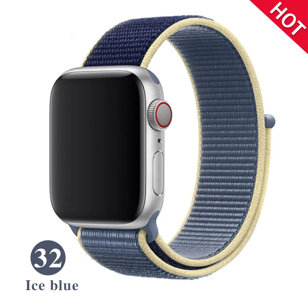 Ice blue Спортивный ремешок для Apple Watch 42 мм 38 мм ремешок для часов 4 44 мм 40 мм Iwatch Серия 3 2 1 нейлоновый браслет дышащие аксессуары - Цвет ремешка: Ice blue