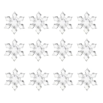 

JEYL 24Pcs Christmas Snowflake Clear Crystal Acrylic Rhinestone freeze Christmas Decorations for Home Winter Decorations