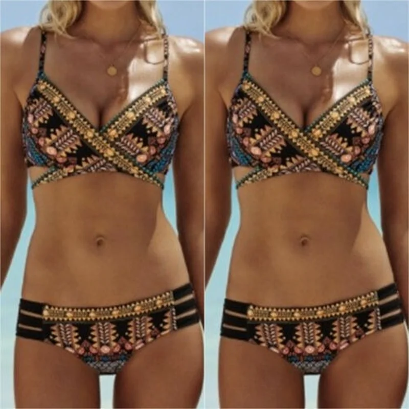 Женский купальник бикини пуш-ап на бретельках | Женская одежда