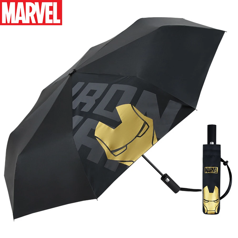 Ombrello Per Bambini Marvel Per Uomo Studente Manico Lungo Capitano Ombrello Semi-Automatico Ombrello Donna Spiderman Ombrello Iron-Man