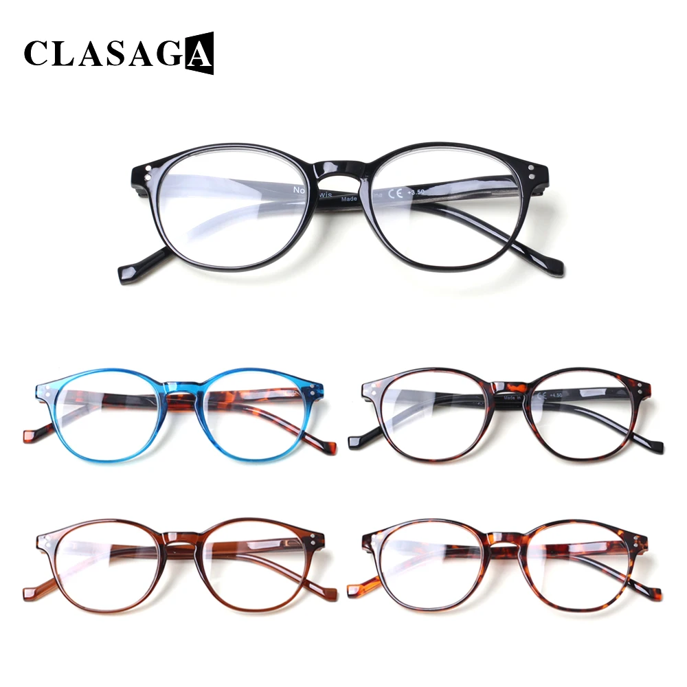 

CLASAGA 5 Pack Reading Glasses Men and Women with Spring Hinge Oval Frame Presbyopia HD Optical Reader Eyeglasses Diopter 0~600