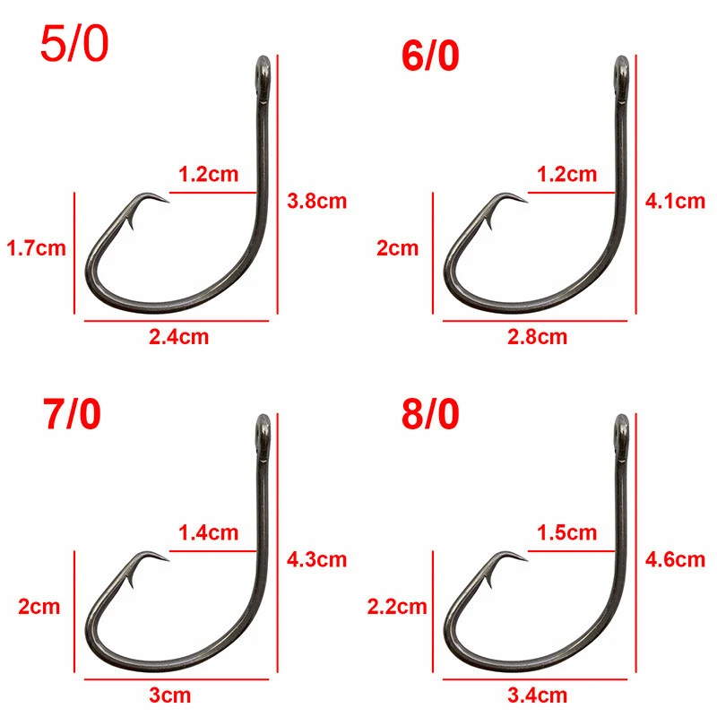 200 шт. 6#-10/0 из высокоуглеродистой стали круглые рыболовные Крючки острый Осьминог Рыболовный крючок офсетный крючок с черным никелем для морской рыбалки