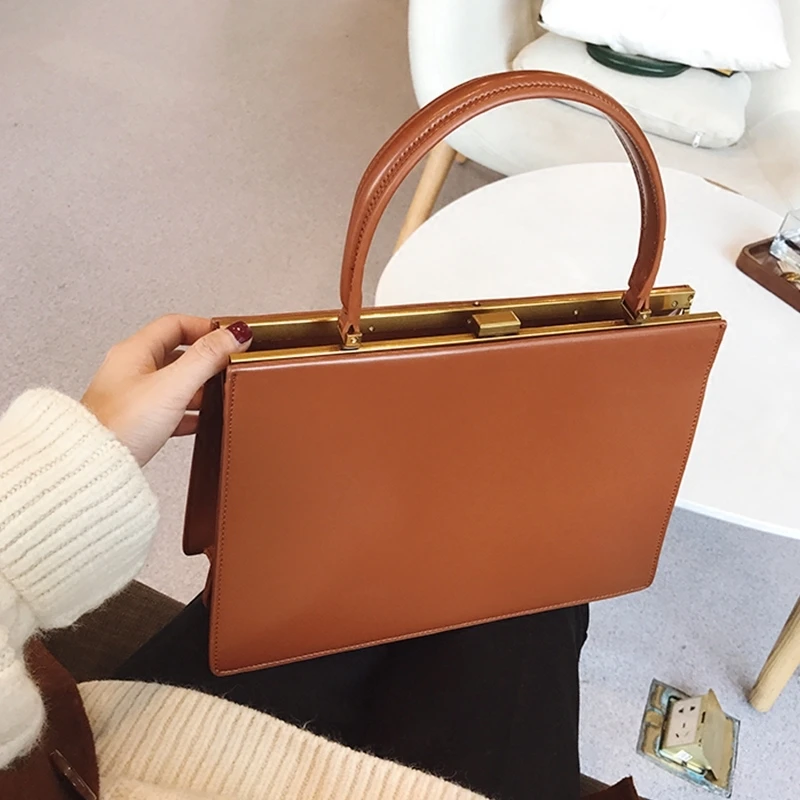 borsa da donna vintage con grande clip, borsa da donna casual, grande capacità, in pelle PU, borse alla moda da donna 2021_voghion.com