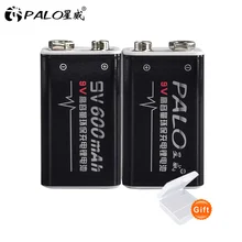 PALO 2 шт 9В 6F22 600 мАч литиевая аккумуляторная батарея 2 шт 9 Вольт литий-ионные liion батареи