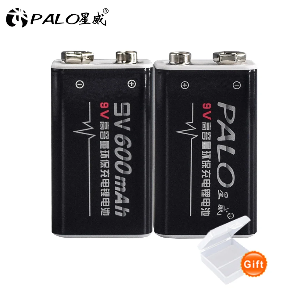 Аккумуляторная батарея PALO 1 16 шт. 9 В 6F22 600 мАч вольт литий ионные аккумуляторы для