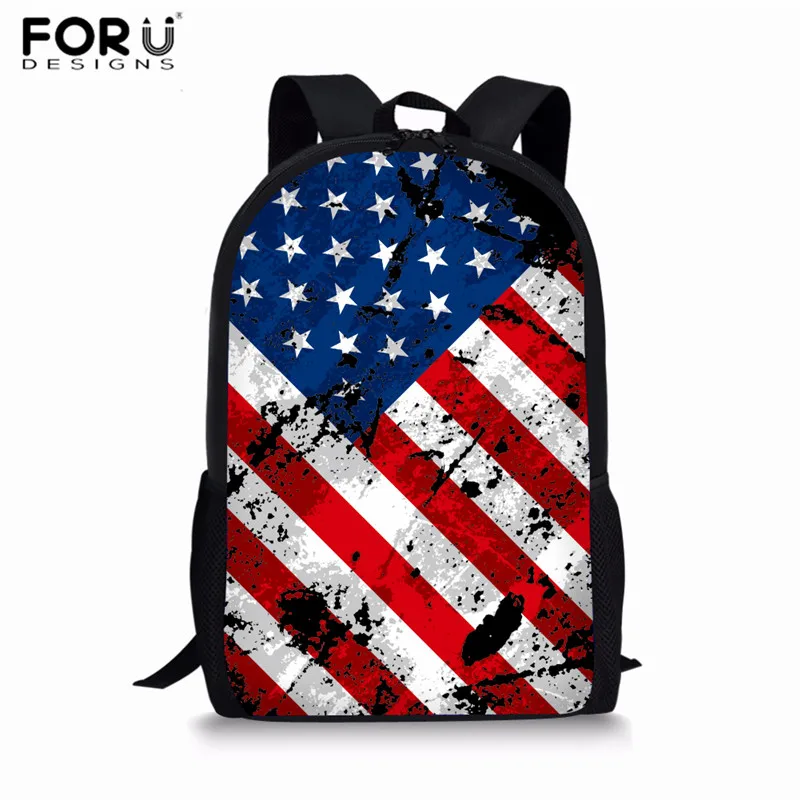 

FORUDESIGNS Primary School Bags USA Flag Prints Girls Kids Backpack Boys Student Elementary Schoolbags National Flags Book Bags