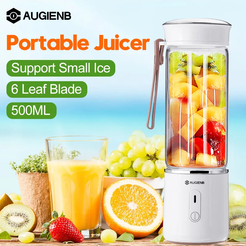 Portable Smoothie Maker Blenders Mixer USB Rechargeable for Home Travel 500ml Electric Fruit Juicer Glass Mini Hand