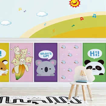 

Zoo pattern children's room cartoon wallpaper bedside tatami soft package anti-collision kindergarten 3d stereo wall sticker