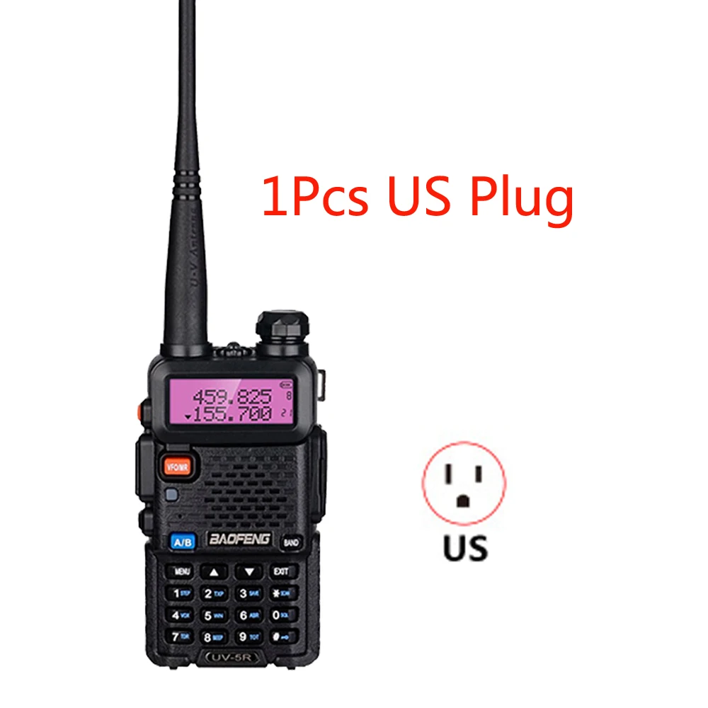 BaoFeng BF-UV 5R(UV-5R 3rd Gen) 5-ваттный двухчастотный двухстороннее радио(136-174Mhz VHF и 400-520 МГц UHF) включает в себя полный комплект - Цвет: 1Pcs US Plug