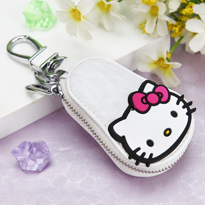 Милый мультяшный брелок Hello Kitty, модный кожаный кошелек на молнии, брелок для женщин и девочек, брелок для ключей, автомобильный Шарм, ювелирное изделие, подарок