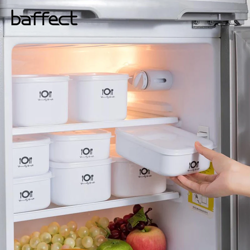

Baffect Refrigerator Storage Box For Food Fruit Plastic Food Container Portable Lunch Box For Microwave Oven Sealed Food Boxes