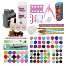 Акриловая пудра для ногтей, блестящий маникюрный набор для маникюра, набор для украшения драгоценных камней, хрустальные стразы, набор кистей