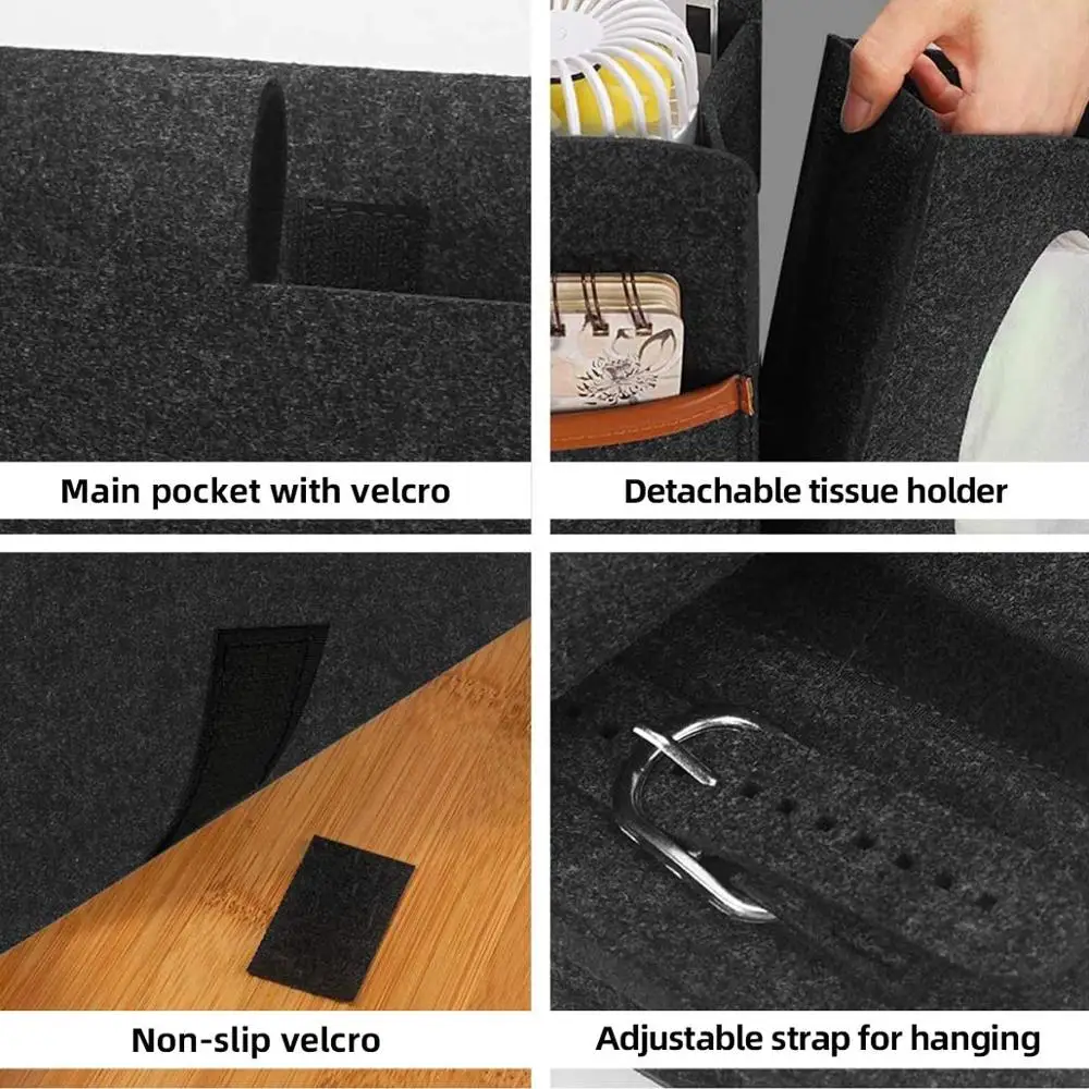 Bedside Storage Bag,Multi-Pocket Hanging Bag Storage Holder Organize Tissue ,Mobile Phone, Charger for Bedroom ,College Dorm