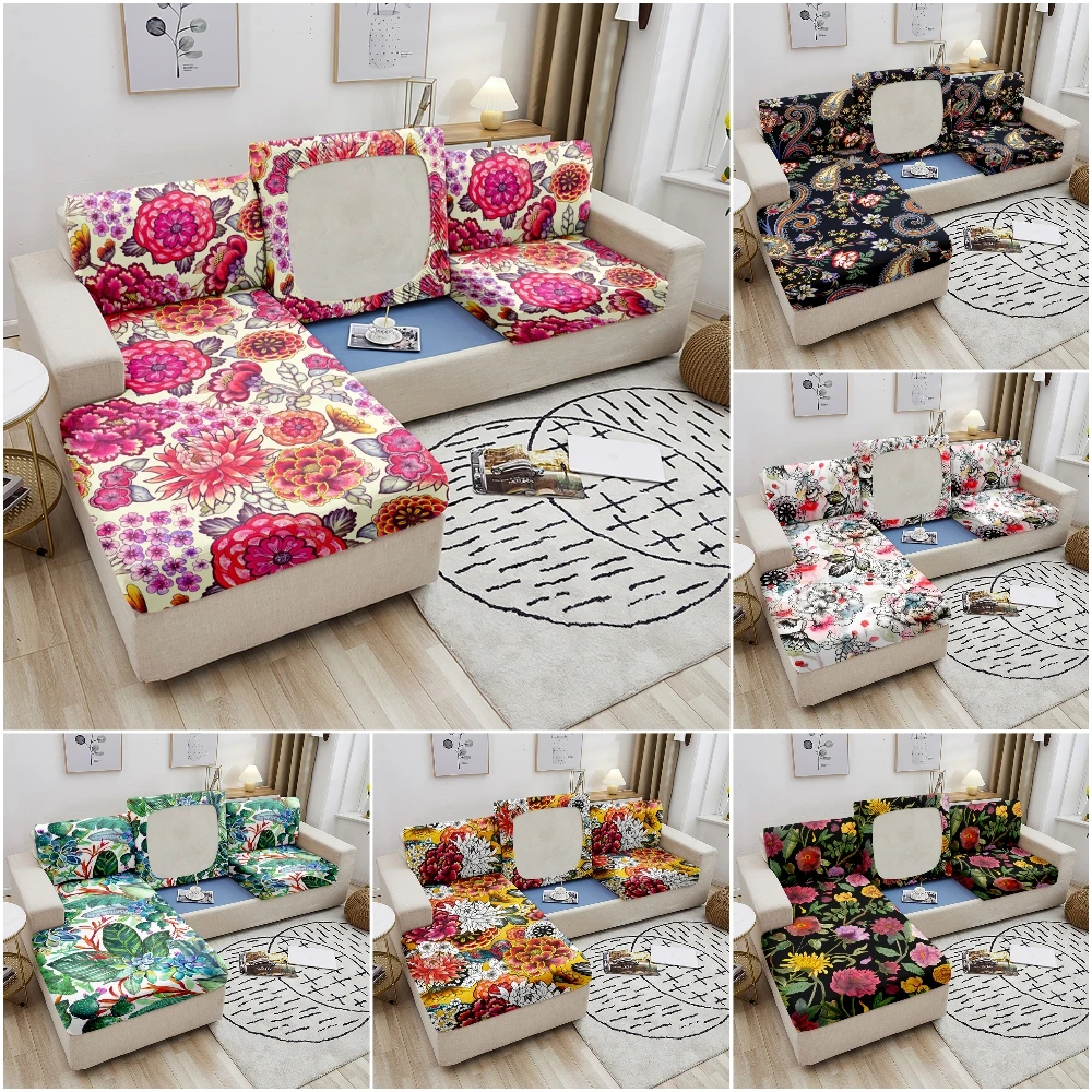 

Flower Printing Stretch Sofa Seat Cushion Cover Couch Cover Pets Kids Furniture Protector Washable Removable Sofa Slipcover