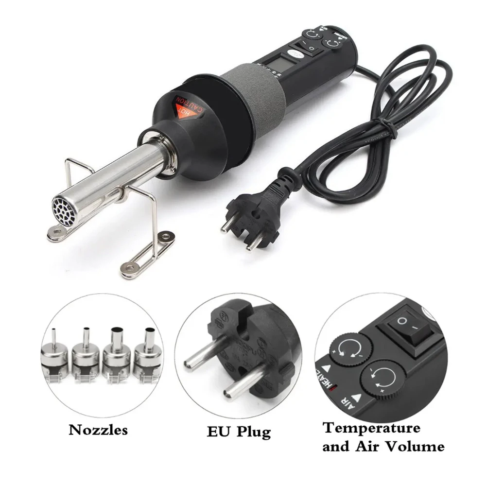 Portable Heat Hot Air Gun BGA Rework Solder Station 8018LCD 450W Blower +Adjustable Electric Soldering Iron 220V 60W Desoldering 4