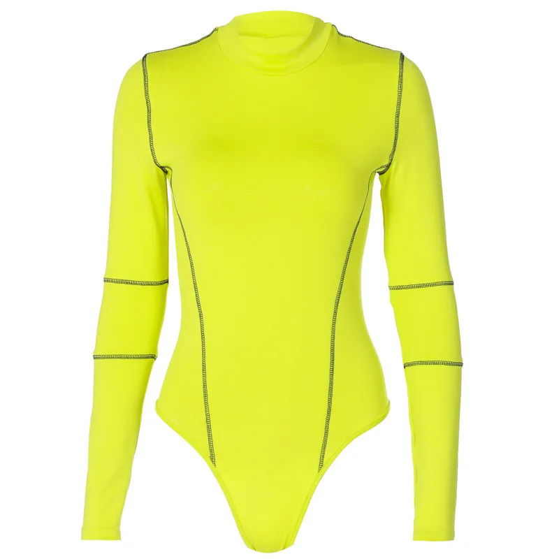 Shestyle Seamless Sexy Mock Neck Bodysuits Women High Waist Long Sleeve Green Bodycon Tight Neon Body for Lady Line Rompers Shestyle Seamless Sexy Mock Neck Bodysuits Women High Waist Long Sleeve Green Bodycon Tight Neon Body for Lady Line Rompers