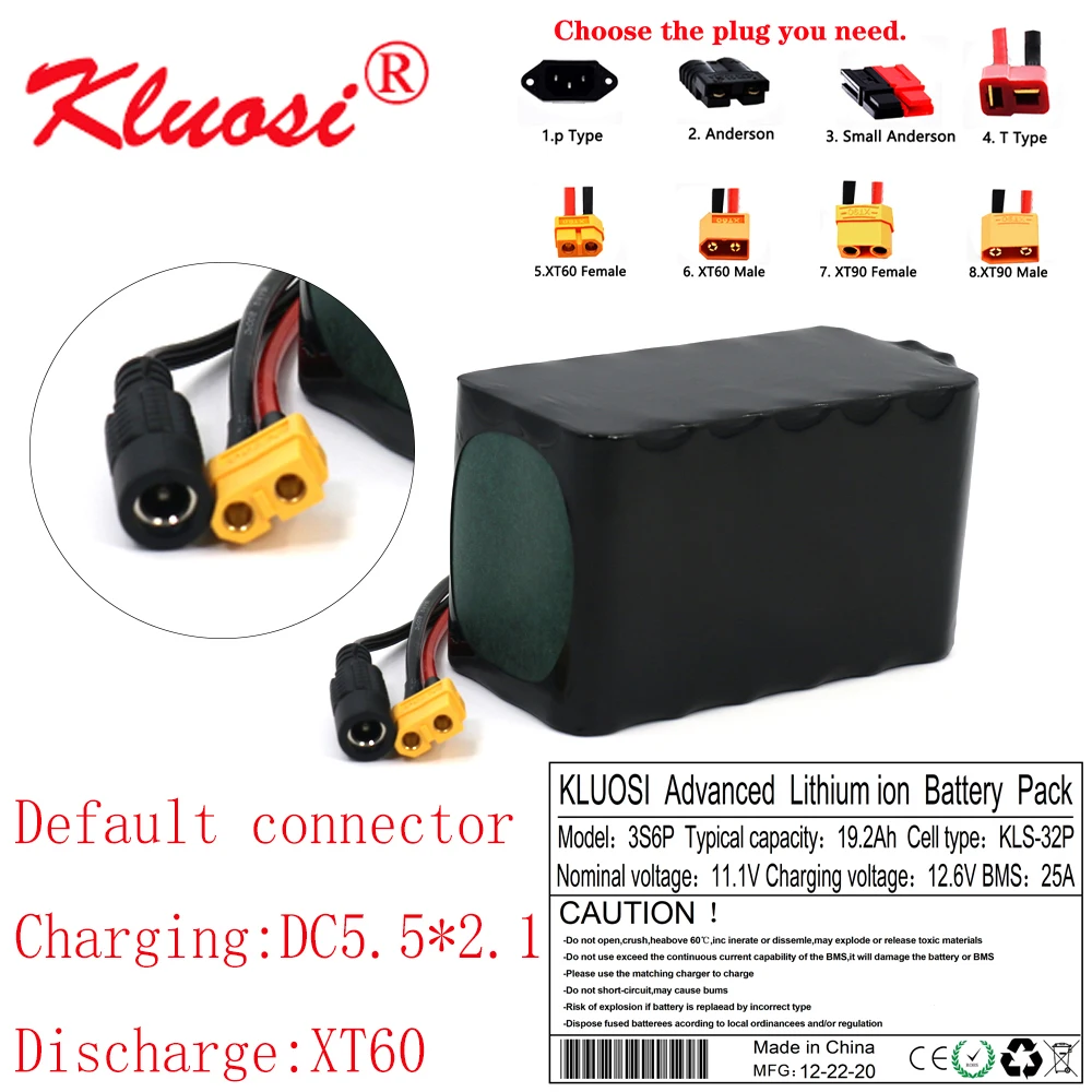KLUOSI 12V 19.2Ah 10 8 V 20Ah 3S6P 12 6 литиевая Батарея Пакет 250 Ватт высокое Мощность для