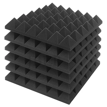 

HOT-6 Piece Charcoal Acoustic Panel Studio Foam Wedge Fireproof Insulation Liner Siding 30 x 30 x 5cm (Black)