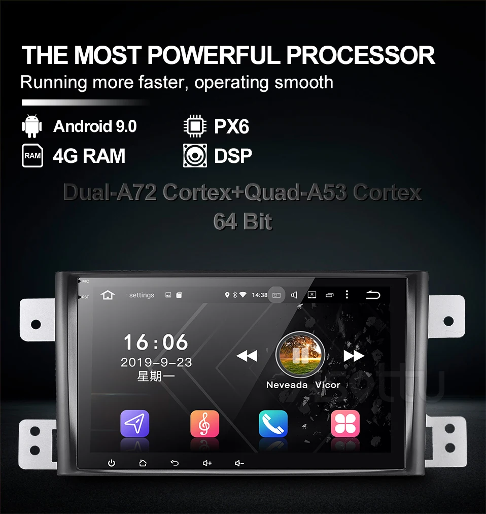 Asottu SU601 Android 9.0 PX6 car dvd for Suzuki Grand Vitara 2005-2012 multimedia headunit GPS Radio gps player stereo