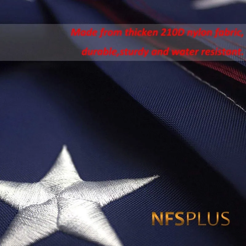 Открытый флаг США 210D нейлон 50 вышитые звезды 13 сшитые полосы 2 латунные люверсы прочный водонепроницаемый американские флаги и баннеры