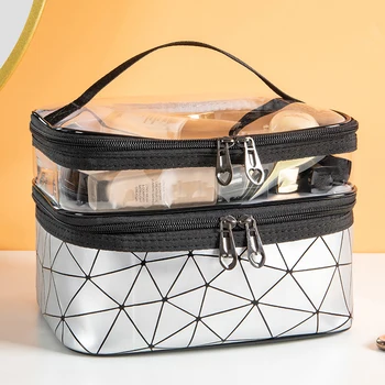 

Double Layer Large Capacity Cosmetic Case Women Travel Weekend Toiletry Kit Beautician Finishing Necessaire Makeup Handbag Items