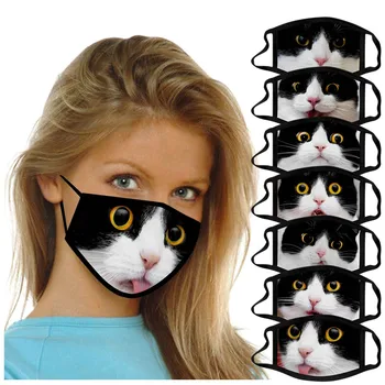 

7PCS Adult Cartoon print Face Mask Windproof Washable Reusable Masks For Adult Protective Face Mask Anti-ultraviolet Masks