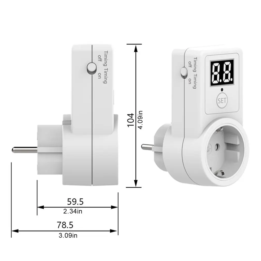 EU Electronic Digital Countdown Switch Universal Timing Socket Mechanical Two Digit Display Kitchen Timer