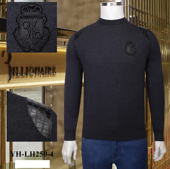 

Billionaire sweater Cowhide men's 2020 winter New fashion Casual warm Comfortable crew neck quality embroidery big size M-4XL