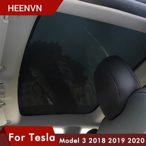 ❤Автомобильный солнцезащитный козырек Heenvn Model3, Задний Передний солнцезащитный козырек для Tesla Model 3, защита от солнца на крыше, аксессуары три - изображение