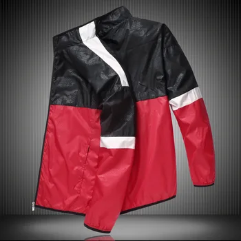 

Fat Man Sports Jacket Male Lian Cap Plus Fat plus Size Loose Splicing Contrast Color Autumn Handsome Coat Male