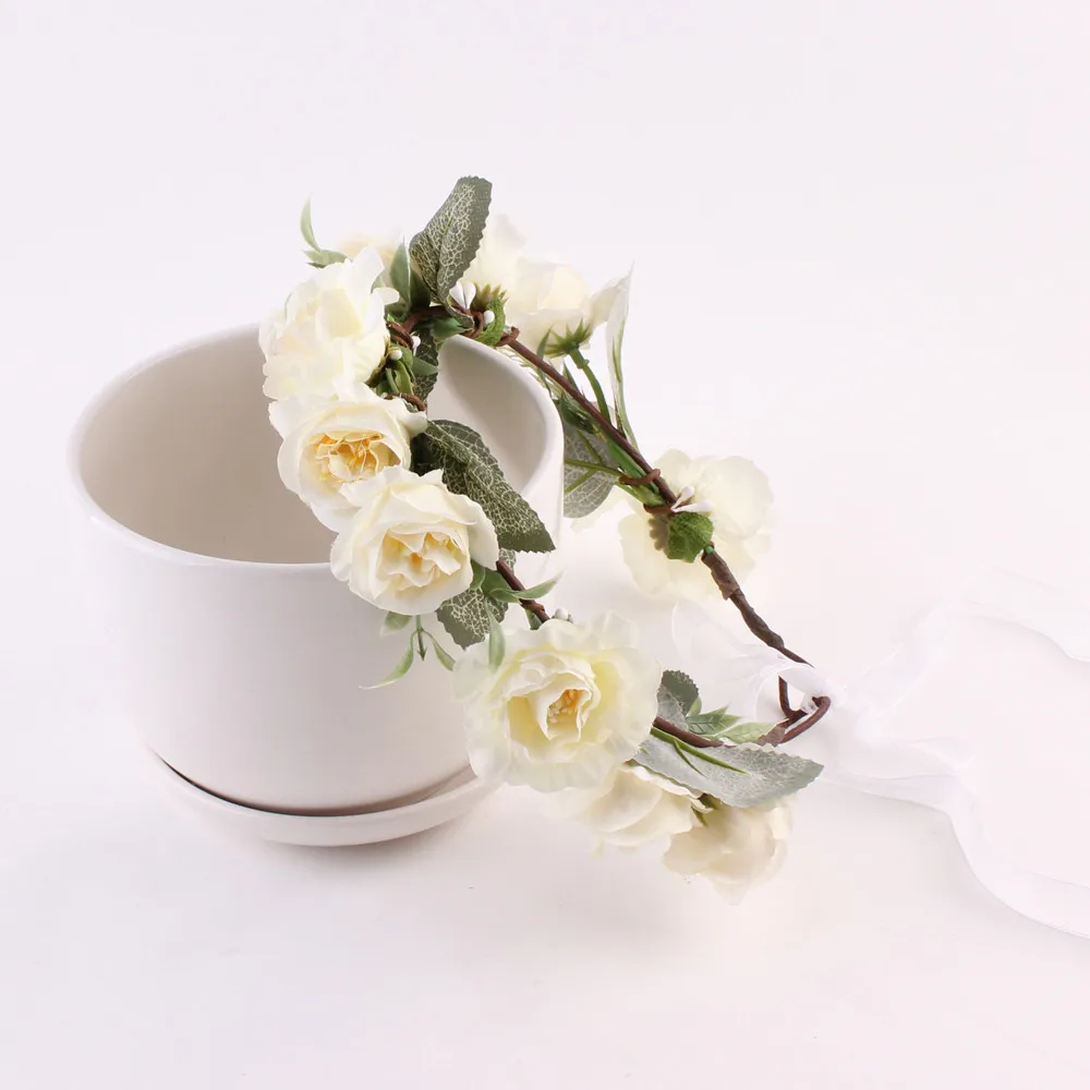 Baby Headband Fashion Baby Kids Handmade Rose Flower Headband Hairband Wreath Flower Girls Turban Hair Accessories