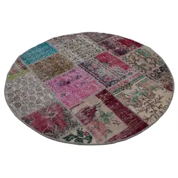 

155x155 Cm Multicolor Handmade Round Patchwork Rug-5x5 Ft