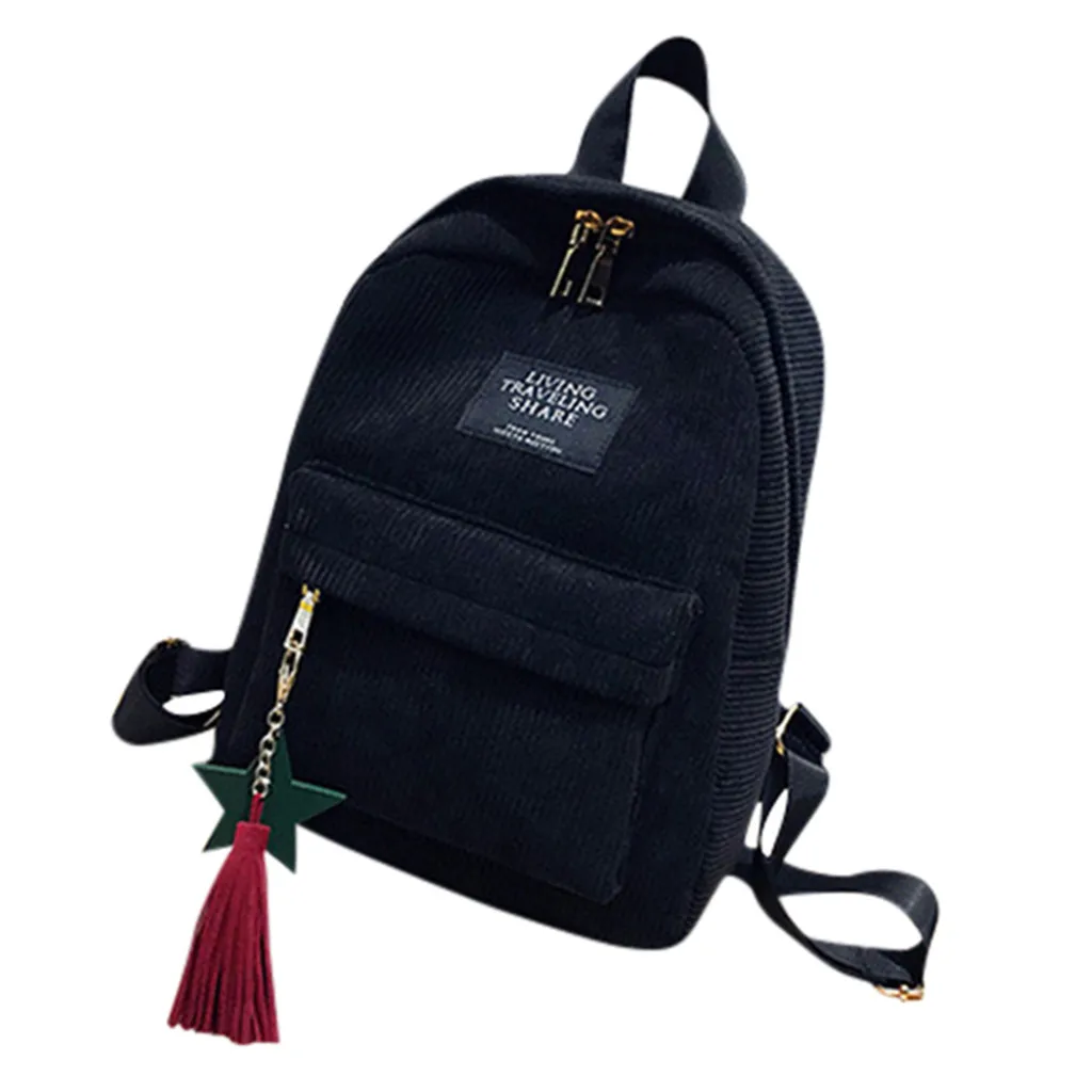 Мини школьный рюкзак ортопедический молодежный рюкзак женский черный вельветовый школьный рюкзак для подростков рюкзаки sac a dos femme# G3 - Цвет: Черный