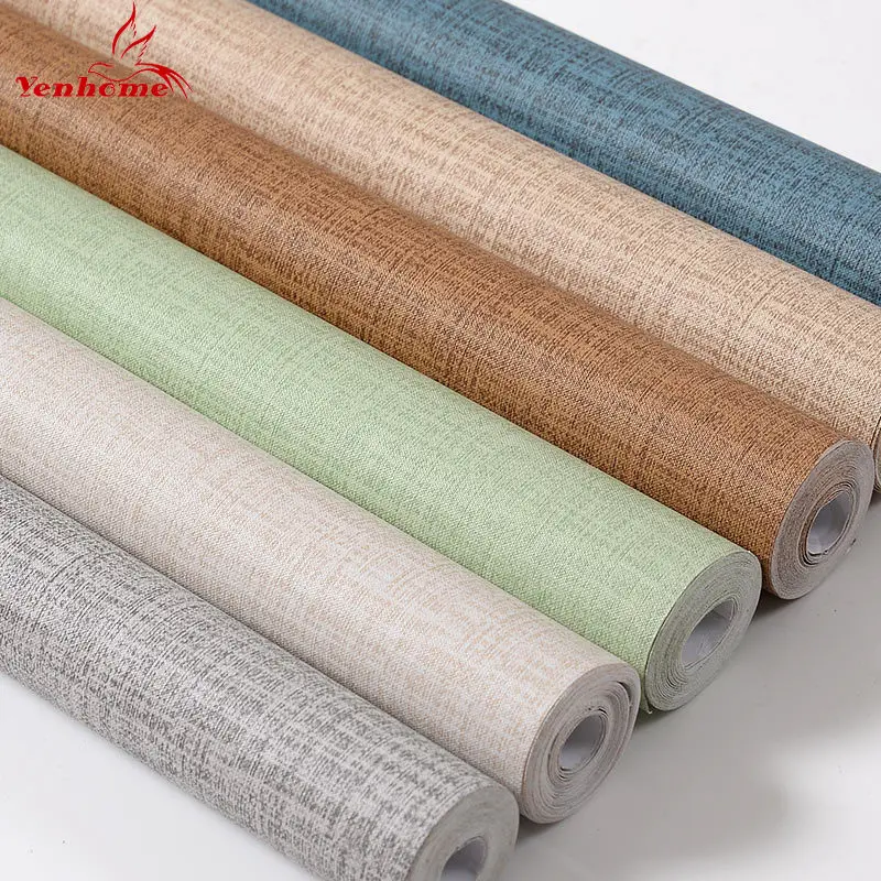 Linen Self adhesive Wallpapers Home Bedroom Decor Retro Decorative Wall