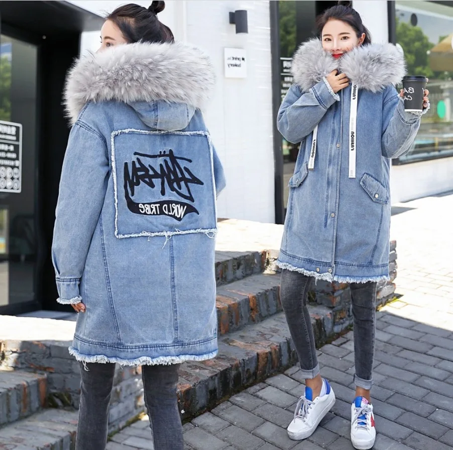 

Small Video Photo Shoot 2018 Winter New Style Mid-length Large Fur Collar Faux Rabbit Fur Cotton-padded Clothes Women's Thick Je