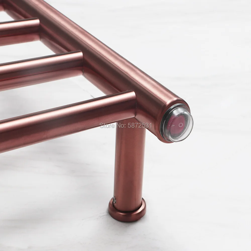 

2023 New Luxurious Brazil Rose Gold Heated Towel Rack 304 Stainless Steel Golden Towel Warmer Wall Mount Rack For Home Bathroom