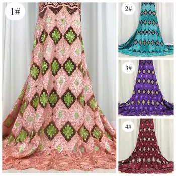 

nigerian lace fabric 2020 high quality lace with stones embroidered lace material for african women5yard