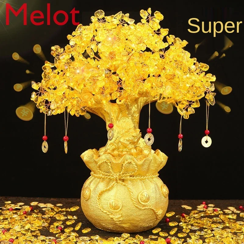 Citrine Fortune Tree Decoration Lucky Living Room Home Creative Wine Cabinet TV Cabinet Decorations Housewarming Gift Collection