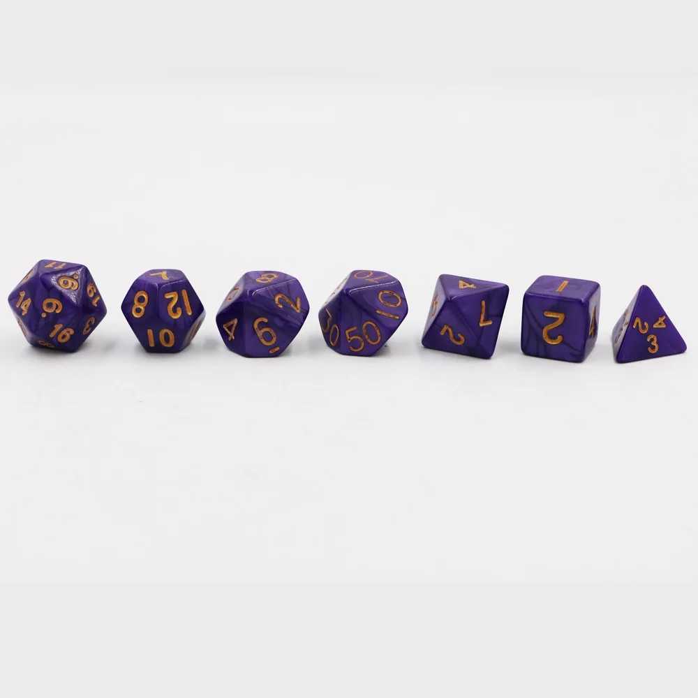Поперечная граница поставки товаров TRPG мульти-кости граненые/кости(7/группа) DND Ran Группа ролл жемчуг фиолетовый-золото
