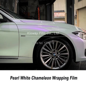 

Highest quality White Glossy Pearl Vinyl Wrap white Purple Chameleon vinyl wrap With Bubble Free Vehicle Sticker Foil 5m/10m/18m